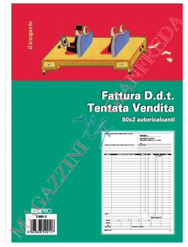 DOCUMENTO DI TRASPORTO -FATTURA TENTATA VENDITA 50 FOGLI AUTORICALCANTI DOPPIA COPIA F.TO A4